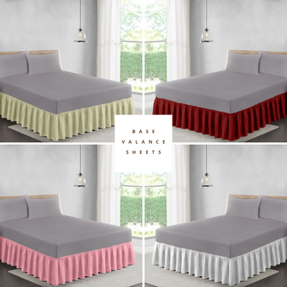 Plain Dyed Frilled Base Poly Cotton Platform Base Valance Sheets 4 Foot & Bunk Bed ⭐⭐⭐⭐