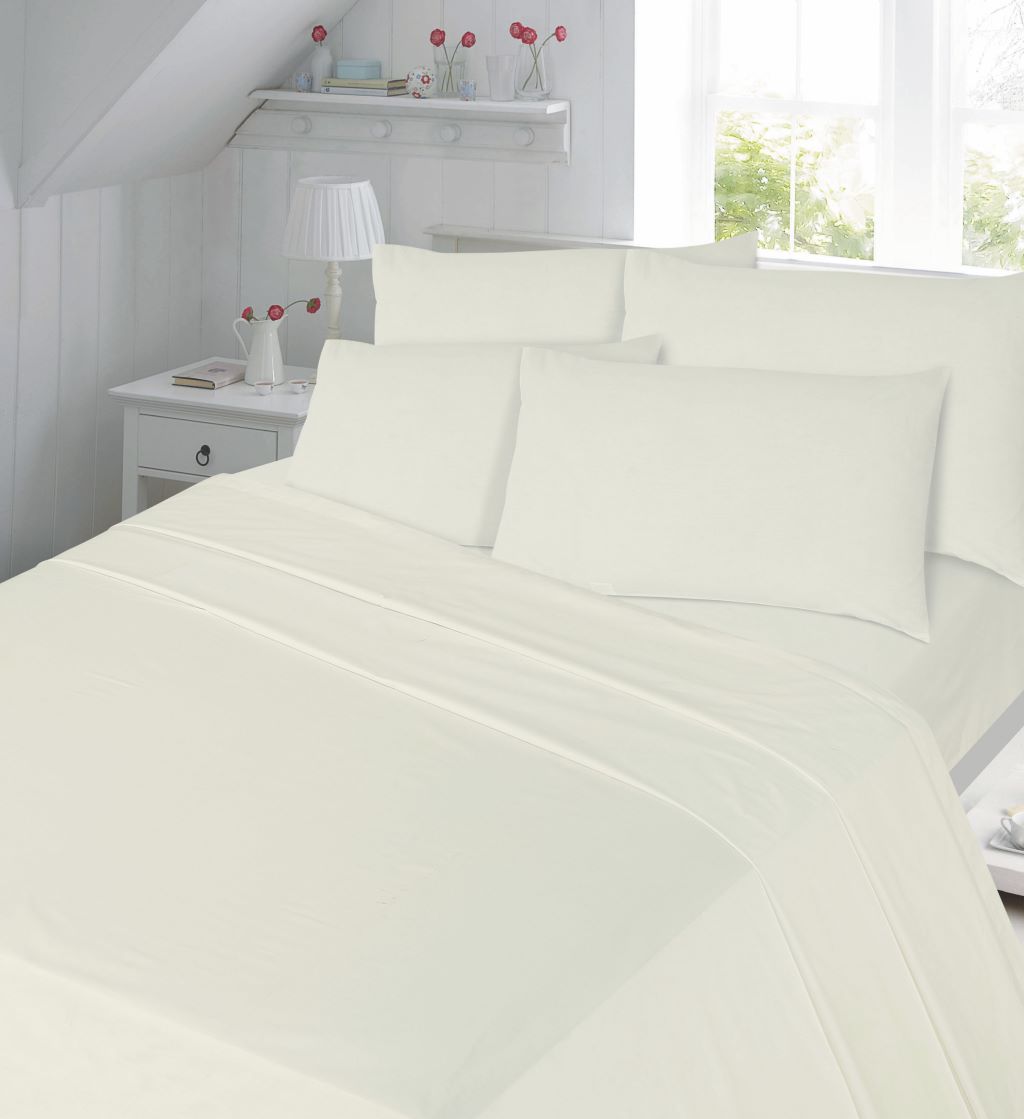 100% Polycotton White King Size Flat Sheets 1 Pc Only, 180 Thread Count Long Staple Combed Cotton Flat Sheet Sateen Weave Cotton Bedding Set
