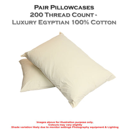 PILLOWCASES 200 THREAD COUNT SOFT 100% COTTON PILLOW Cover HOTEL QUALITY