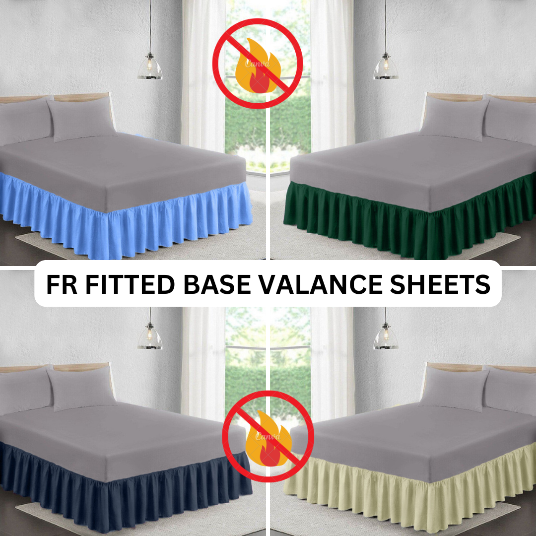 Plain Dyed Frilled Base Fire Retardant Poly Cotton Platform Base Valance Sheet King Super King ⭐⭐⭐⭐