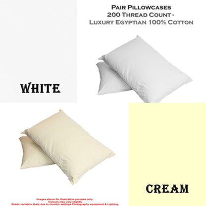 PILLOWCASES 200 THREAD COUNT SOFT 100% COTTON PILLOW Cover HOTEL QUALITY