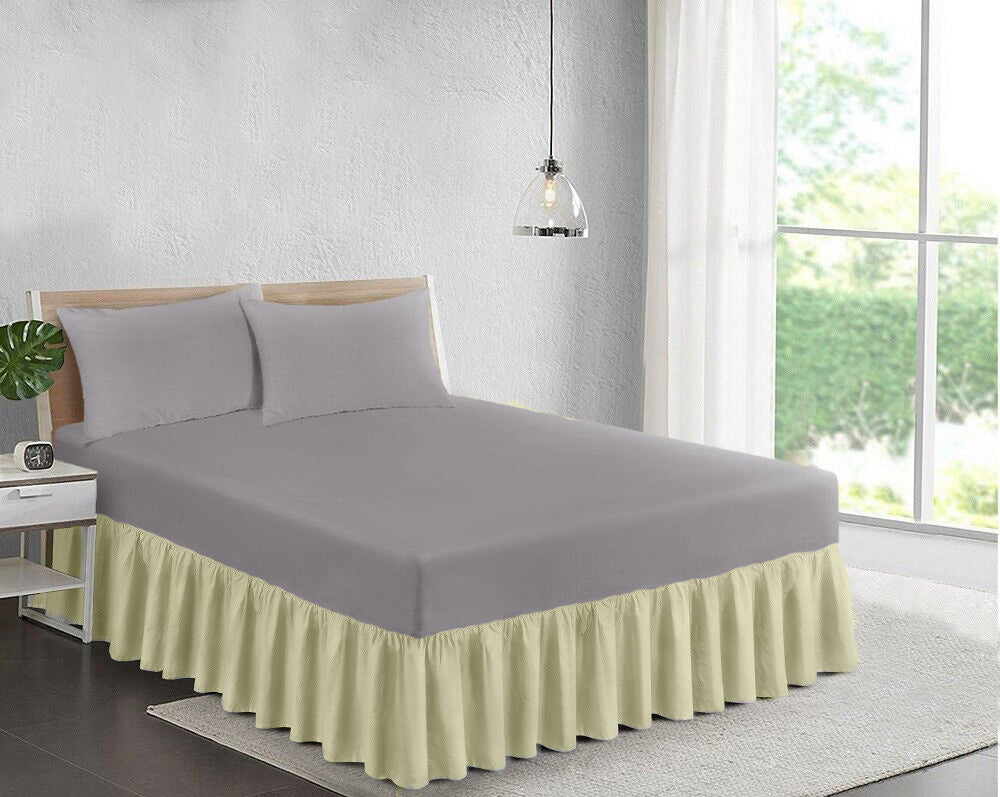 Plain Dyed Frilled Base Fire Retardant Poly Cotton Platform Base Valance Sheet King Super King ⭐⭐⭐⭐