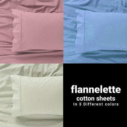 100% Brushed Cotton Flannelette Sheets Sets Flannel Fitted Sheets double & Flat Sheet with Pillow Case ⭐⭐⭐⭐⭐