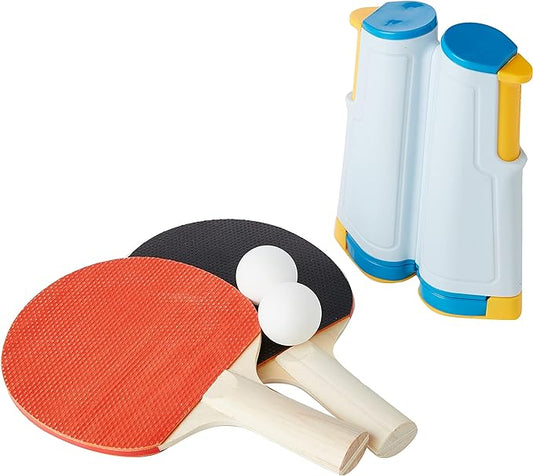 Funtime Gifts Portable Table Tennis All-in-One Travel Game Set - Retractable With Adjustable Mesh Net, Ping Pong Bats, Balls and Storage Bag