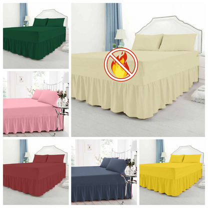 Extra Deep Fire Retardant Fitted Valance Sheet Single Double Size Polycotton Bed Sheets ⭐⭐⭐⭐