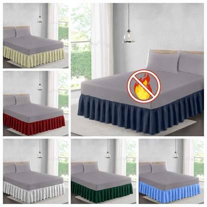 Special Sizes Plain Dyed Frilled Base Fire Retardant Poly Cotton 6" to 18" Platform Base Valance Sheet Single Double