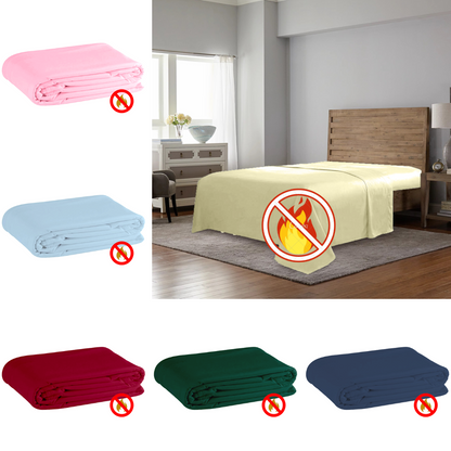 Flame Retardant FLAT SHEET Bedding Fire Retardant BS7-175 Crib7 in Single Double King