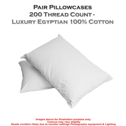 PILLOWCASES 200 THREAD COUNT SOFT 100% COTTON PILLOW Cover HOTEL QUALITY