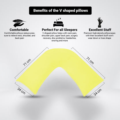 V Shaped Poly Cotton Pillow Case Orthopedic Pregnancy Back & Neck Support Cover