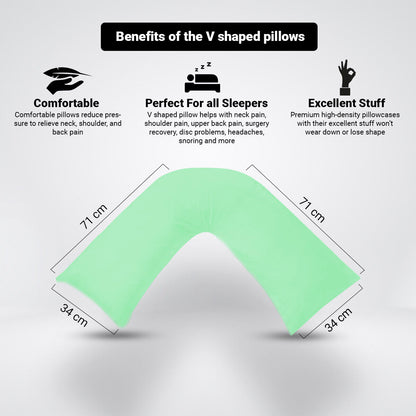 V Shaped Poly Cotton Pillow Case Orthopedic Pregnancy Back & Neck Support Cover